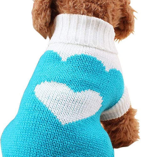 Pet Dog Sweaters Classic Knitwear Turtleneck Winter Warm Puppy Clothing Cute Strawberry and Heart Doggie Sweater