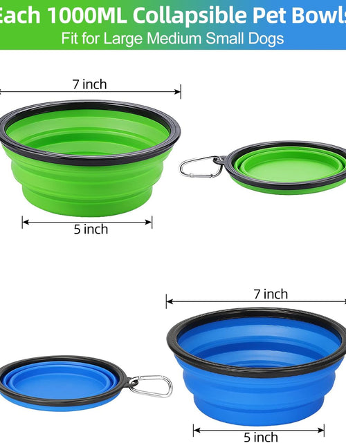 Load image into Gallery viewer, Extra Large Collapsible Dog Bowls 2 Pack, 34Oz Foldable Dog Travel Bowl, Portable Dog Water Food Bowl with Carabiner, Pet Feeding Cup Dish for Traveling, Walking, Parking
