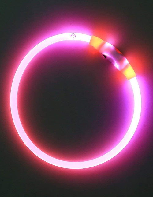 Load image into Gallery viewer, Light up Dog Collars - Rechargeable LED Dog Collar, Glowing Puppy Collar, TPU Cuttable Dog Walking Lights for Small Medium and Large Dogs (Pink-Ii)
