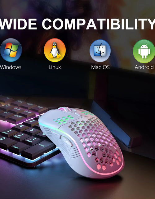 Load image into Gallery viewer, 2.4G Wireless Mouse with RGB Backlit 6-Button 3-Speed DPI Type C Rechargeable Ergonomic Honeycomb Design Gaming Mouse
