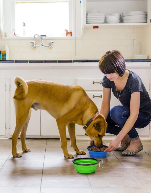 Load image into Gallery viewer, Extra Large Collapsible Dog Bowls 2 Pack, 34Oz Foldable Dog Travel Bowl, Portable Dog Water Food Bowl with Carabiner, Pet Feeding Cup Dish for Traveling, Walking, Parking
