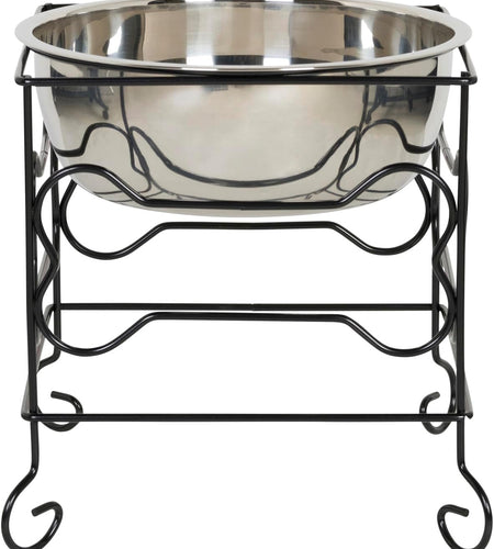 10-Inch Black Wrought Iron Stand with Single Elevated Stainless Steel Feeder Bowl