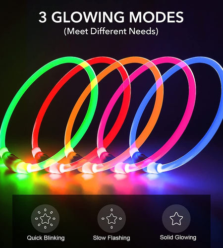 Light up Dog Collars - Rechargeable LED Dog Collar, Glowing Puppy Collar, TPU Cuttable Dog Walking Lights for Small Medium and Large Dogs (Pink-Ii)