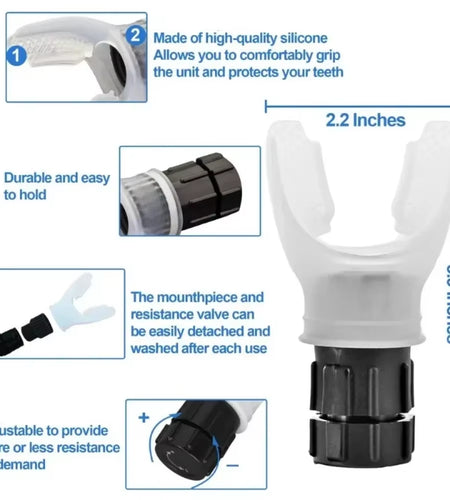 Lung Face Mouthpiece Respirator Breathing Exercise Device Respiratory Muscle Trainer Breathing Trainer Easy to Clean