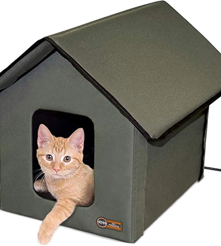 Original Outdoor Heated Kitty House Cat Shelter 19 X 22 X 17 Inches - Heated or Unheated
