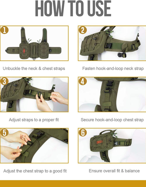 Load image into Gallery viewer, Dog Backpack for Medium &amp; Large Dogs, Nylon Backpack for Dogs Tactical Pet Backpack with Side Pockets for Hiking Walking Training Running (Green, Large)
