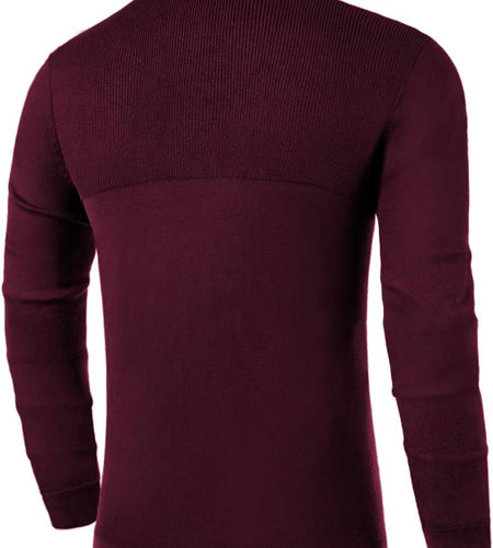 Mens Slim Fit Zip up Mock Neck Polo Sweater Casual Long Sleeve Sweater and Pullover Sweaters with Ribbing Edge