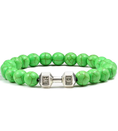 Gym Dumbbells Beads Bracelet Natural Stone Barbell Energy Weights Bracelets for Women Men Couple Pulsera Wristband Jewelry Gift