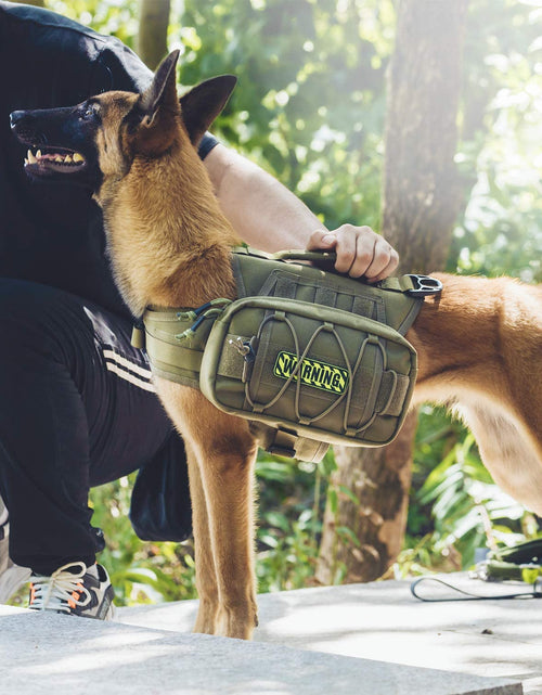 Load image into Gallery viewer, Dog Backpack for Medium &amp; Large Dogs, Nylon Backpack for Dogs Tactical Pet Backpack with Side Pockets for Hiking Walking Training Running (Green, Large)
