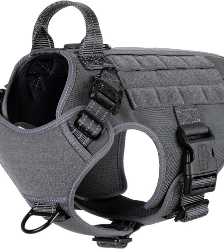 Tactical Dog Harness ,Medium Size, 2X Metal Buckle,Working Dog MOLLE Vest with Handle,No Pulling Front Leash Clip,Hook and Loop Panel
