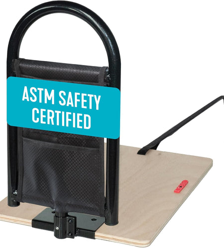 Bedcane, Adult Bed Rail and Support Handle, Height Adjustable Elderly Stand Assist with Organizer Pouch