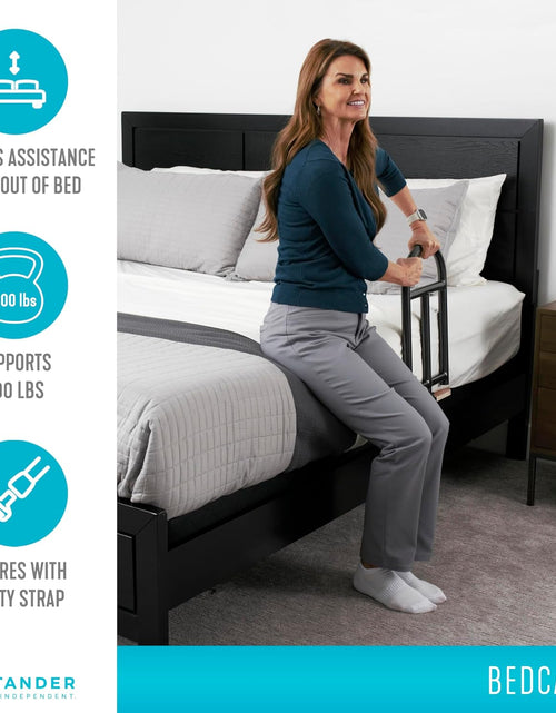 Load image into Gallery viewer, Bedcane, Adult Bed Rail and Support Handle, Height Adjustable Elderly Stand Assist with Organizer Pouch
