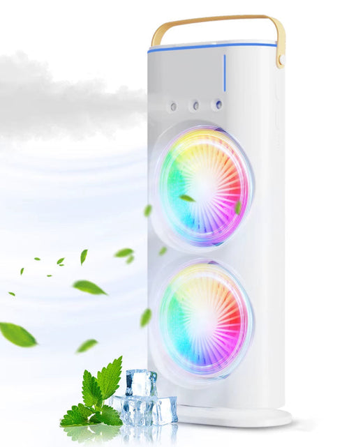 Load image into Gallery viewer, 2-In-1 Dual Fan Three-Hole Spray Humidification Fan Water Cooling Fan Air Cooling Fan with RGB Colorful Lights Humidifier
