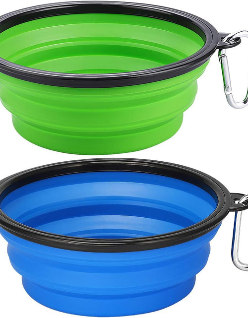 Load image into Gallery viewer, Extra Large Collapsible Dog Bowls 2 Pack, 34Oz Foldable Dog Travel Bowl, Portable Dog Water Food Bowl with Carabiner, Pet Feeding Cup Dish for Traveling, Walking, Parking

