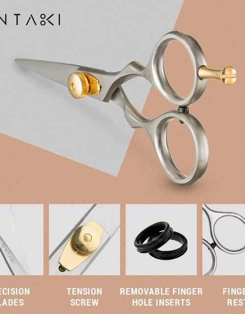 Load image into Gallery viewer, Premium Hand Forged Mustache Scissors 5.5&quot; - Barber Salon Japanese Steel Scissors - Beard Mustache Hair Shears Bangs Haircuts - Beard Scissors for Men Hair Trimming Scissors - Rest Hook Silver
