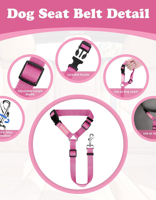 Load image into Gallery viewer, 2 Packs Dog Cat Safety Seat Belt Strap Car Headrest Restraint Adjustable Nylon Fabric Dog Restraints Vehicle Seatbelts Harness
