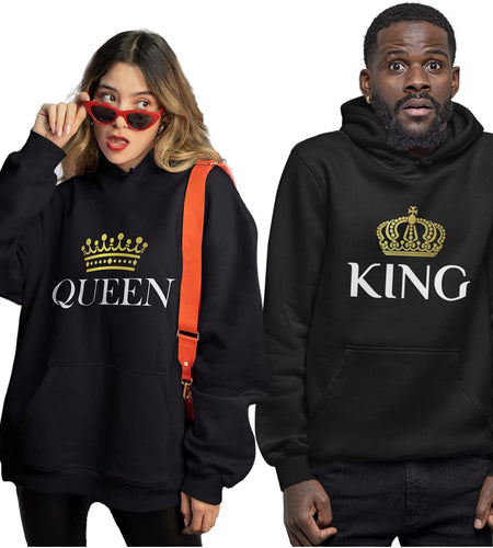 King and Queen Valentines Day Outfit His and Hers Matching Hoodies for Couples