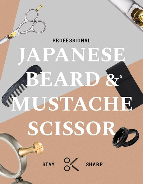 Load image into Gallery viewer, Premium Hand Forged Mustache Scissors 5.5&quot; - Barber Salon Japanese Steel Scissors - Beard Mustache Hair Shears Bangs Haircuts - Beard Scissors for Men Hair Trimming Scissors - Rest Hook Silver
