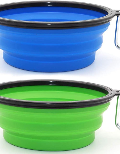 Load image into Gallery viewer, Collapsible Dog Bowl, 2 Pack Collapsible Dog Water Bowls for Cats Dogs, Portable Pet Feeding Watering Dish for Walking Parking Traveling with 2 Carabiners
