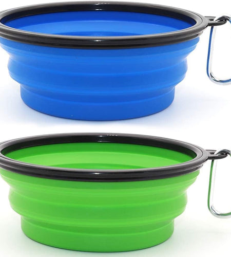 Collapsible Dog Bowl, 2 Pack Collapsible Dog Water Bowls for Cats Dogs, Portable Pet Feeding Watering Dish for Walking Parking Traveling with 2 Carabiners