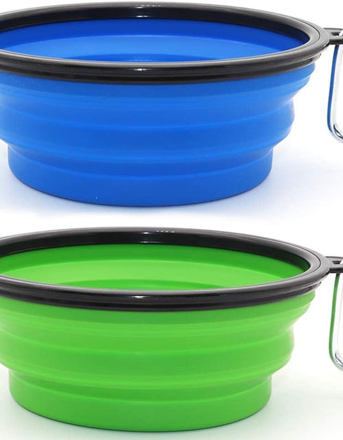 Load image into Gallery viewer, Collapsible Dog Bowl, 2 Pack Collapsible Dog Water Bowls for Cats Dogs, Portable Pet Feeding Watering Dish for Walking Parking Traveling with 2 Carabiners
