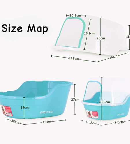 Jumbo Hooded Cat Litter Box, Extra Large, Teal