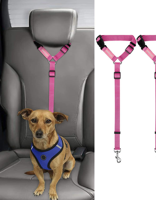 Load image into Gallery viewer, 2 Packs Dog Cat Safety Seat Belt Strap Car Headrest Restraint Adjustable Nylon Fabric Dog Restraints Vehicle Seatbelts Harness
