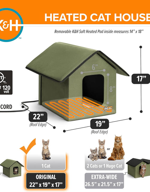 Load image into Gallery viewer, Original Outdoor Heated Kitty House Cat Shelter 19 X 22 X 17 Inches - Heated or Unheated
