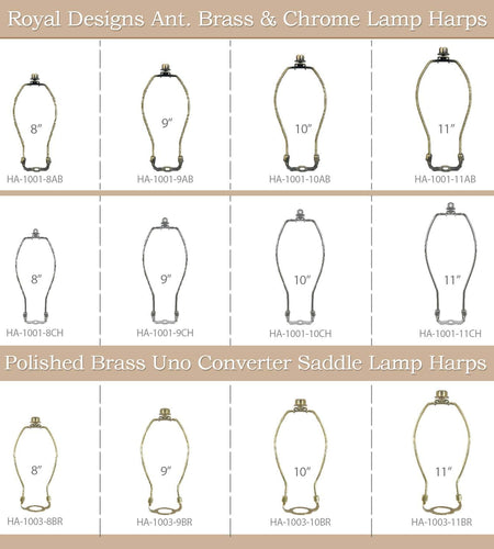 Heavy Duty Harp for Lamp Shade Holder, 7 Inch, Polished Brown Base