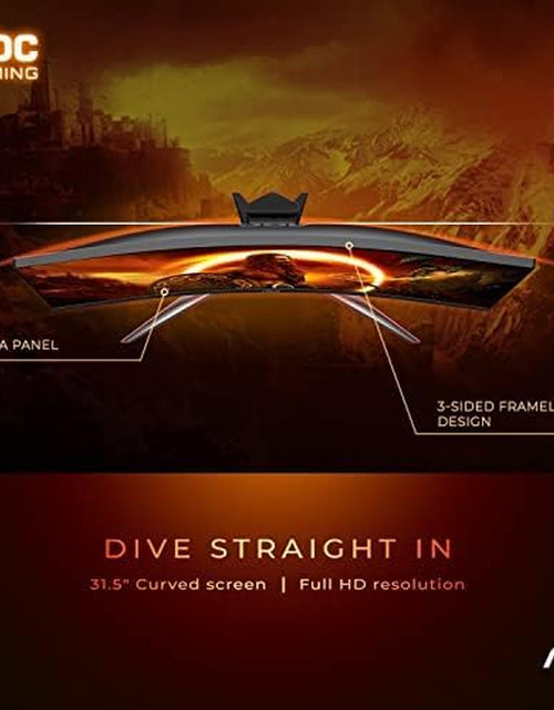 Load image into Gallery viewer, C32G2 32" Curved Frameless Gaming Monitor FHD, 1500R Curved VA, 1Ms, 165Hz, Freesync, Height Adjustable, 3-Year Zero Dead Pixel Policy, Black
