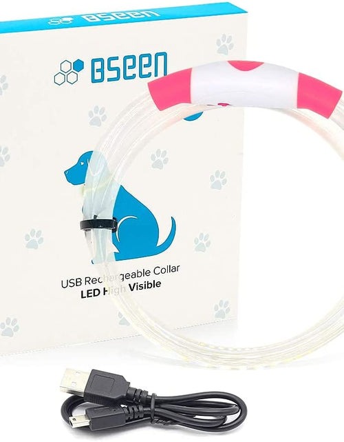 Load image into Gallery viewer, Light up Dog Collars - Rechargeable LED Dog Collar, Glowing Puppy Collar, TPU Cuttable Dog Walking Lights for Small Medium and Large Dogs (Pink-Ii)
