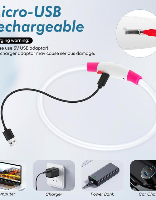 Load image into Gallery viewer, Light up Dog Collars - Rechargeable LED Dog Collar, Glowing Puppy Collar, TPU Cuttable Dog Walking Lights for Small Medium and Large Dogs (Pink-Ii)
