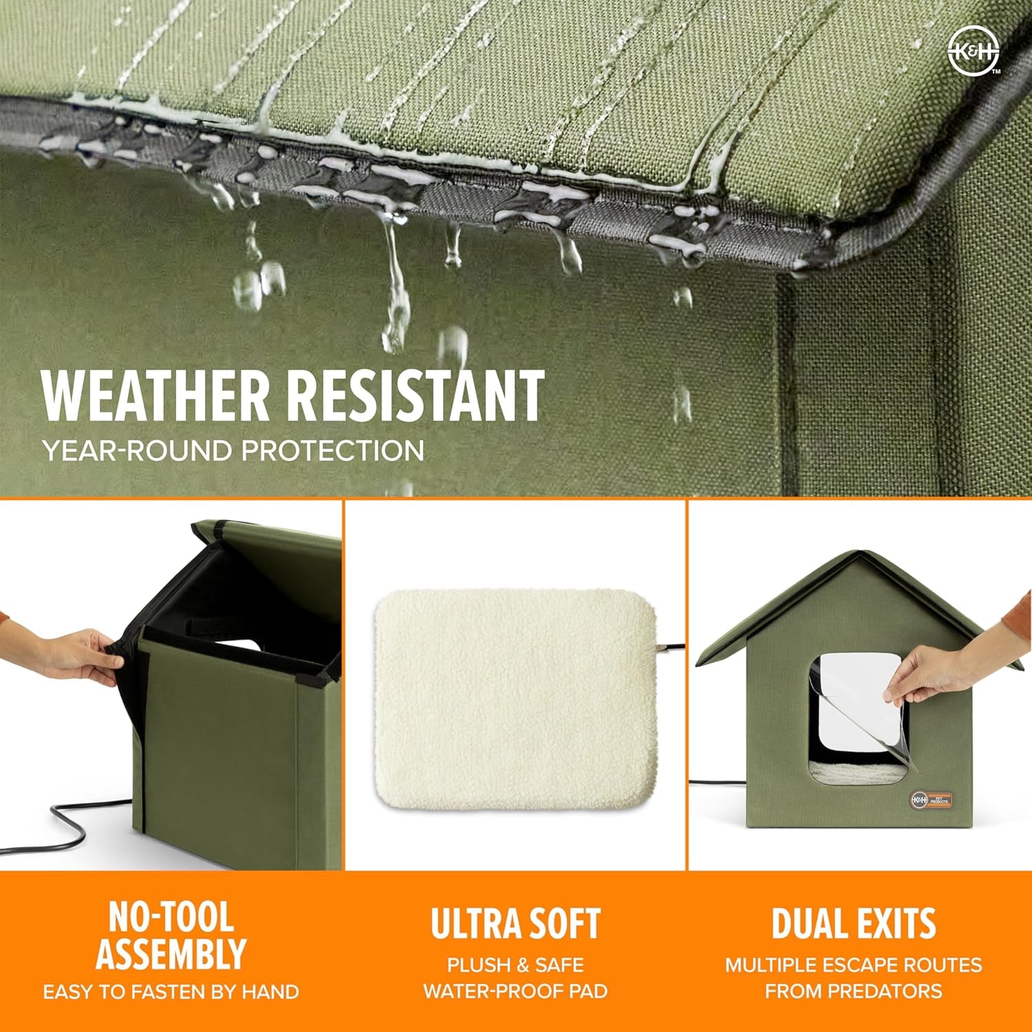 Original Outdoor Heated Kitty House Cat Shelter 19 X 22 X 17 Inches - Heated or Unheated